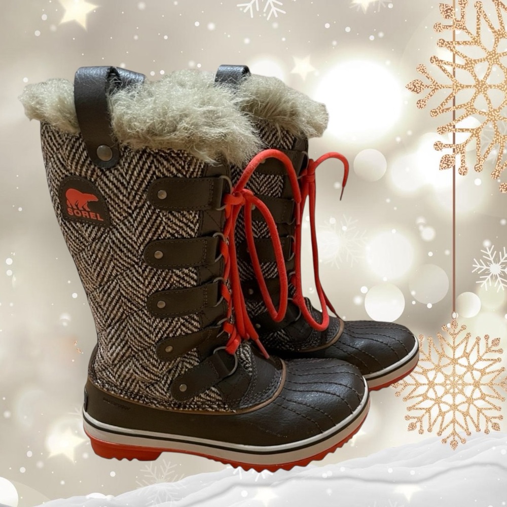 Sorel “Tofino Cate” Tall Herringbone Snow Boot Women’s Size 6